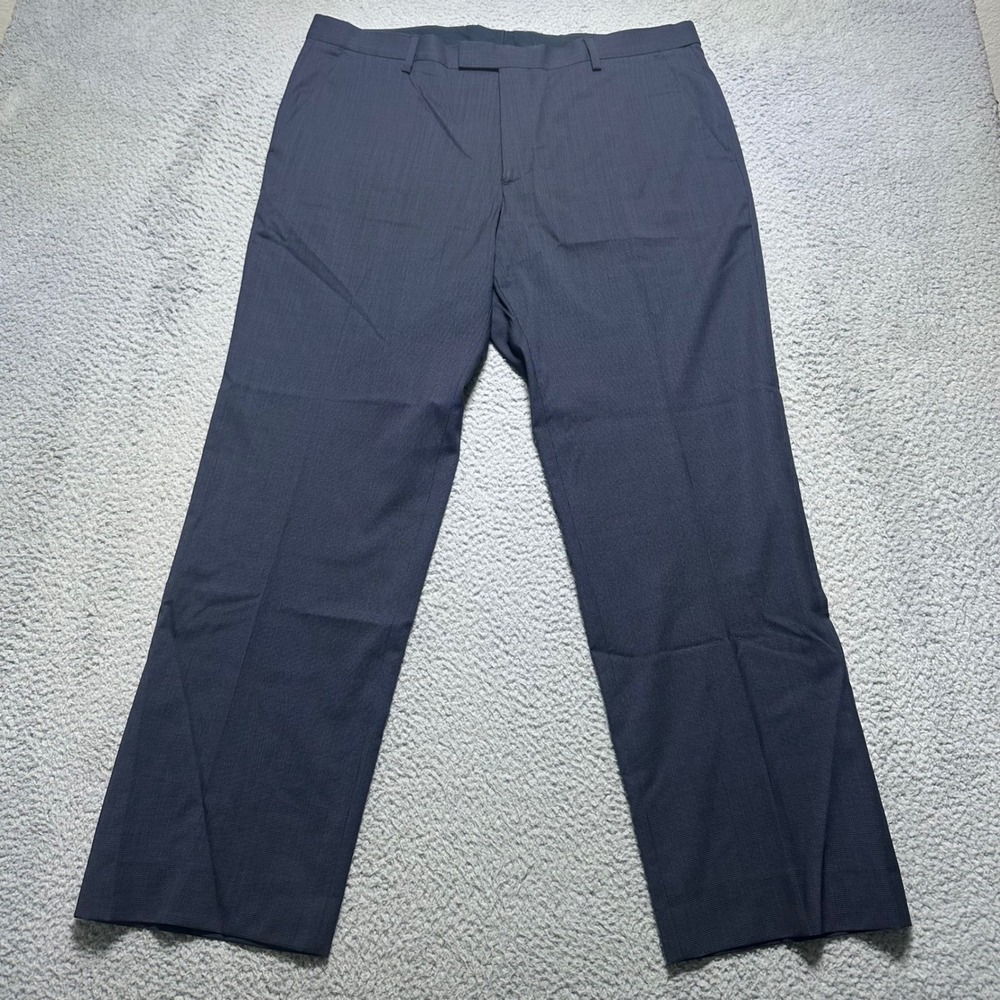 Banana Republic Mens Dress Pants Navy Blue Micro Check Trousers 37x29 Flat Front